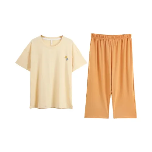 XIN1BU Пижамный комплект женский ароматизированный абрикосовым цветом желтый