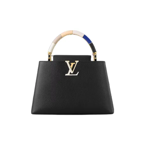 LOUIS VUITTON Capucines с рельефной кожей Taurillon сумка Capsin сумка через плечо среднего размера женская черная