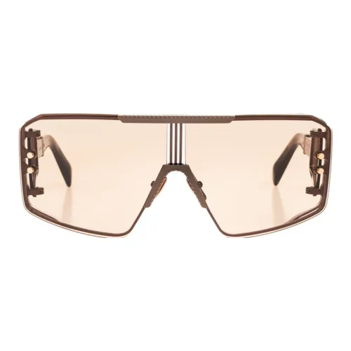 BALMAIN Титановый сплав Нерегулярная форма Солнцезащитные очки Мужской Коричневый