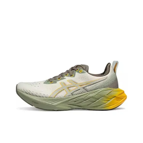 ASICS Novablast 4 Устойчивый к истиранию Дышащая Поддержка Отскок Низкий Топ Беговые кроссовки Мужские Желтый Зеленый