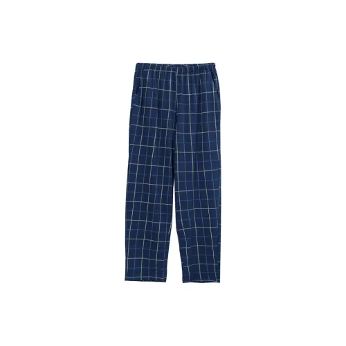 Red Beans At Home Пижамные штаны Мужские Темно-синие Клетка