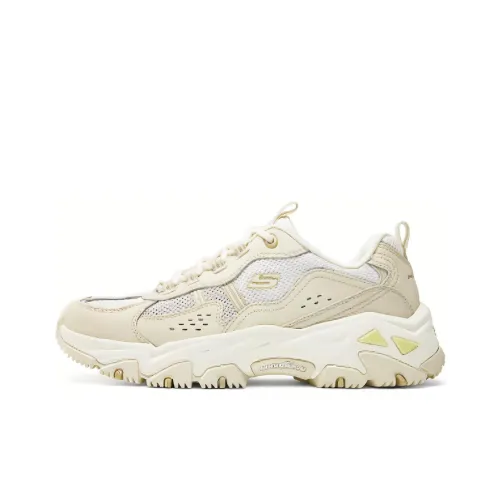 Skechers Износостойкие Дышащие Увеличивающие Высоту Низкие Кроссовки с Толстой Подошвой Женские Белые