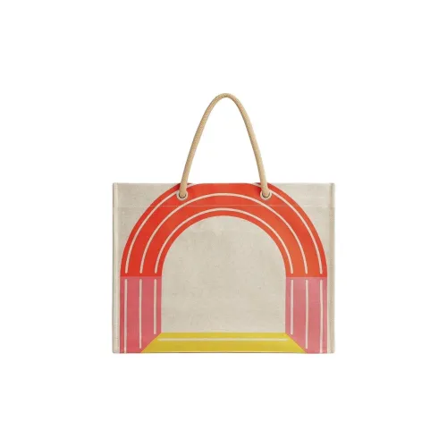 HERMES MAILLON MARIN Хлопок Canvas Сумка Tote Сумка Сумка для покупок Женская Сумка Желтый Розовый Красный