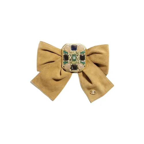 CHANEL Броши из козьей кожи Женские Бежевые