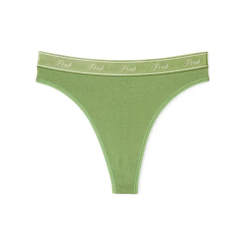 Victoria's Secret Розовый логотип Хлопок HIGH Обхват талии Стринг PANTY WGG Нижнее белье Женские 1 шт Дикий Травяной зеленый