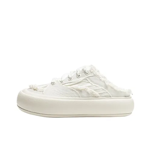 LiNing Puff Mule Slip-resistant Abrasion-resistant Low Top Casual Women's Ivory