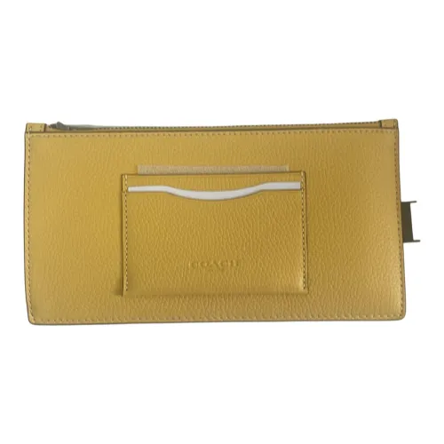 COACH Пескоструйная кожа Монетница Кошелек Маленький Женский Canary Yellow