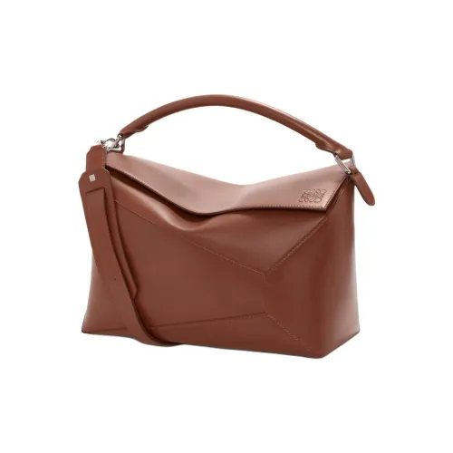 LOEWE Пазл Яркий Телячья кожа Сумка через плечо Сумка Большая Мужская Коричневая