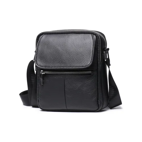 ROSEROOEN Сумка через плечо из натуральной коровьей кожи унисекс черного цвета