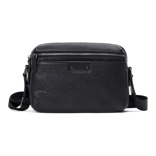 DOSRFINI Сумка через плечо из натуральной коровьей кожи мужская черная