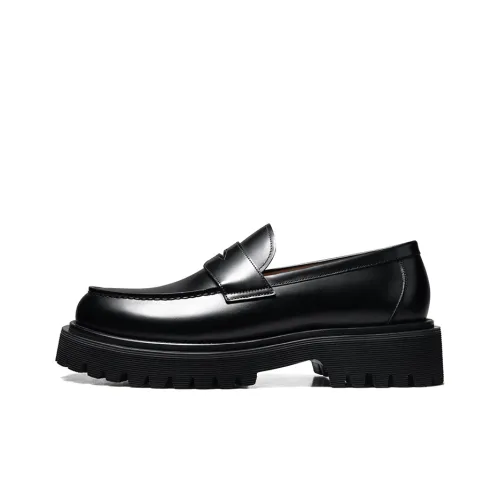 THOM WILLS Бизнес Универсальный Телячья кожа Penny Лоферы Кэжуал примерно 4,8 см Мужской Черный