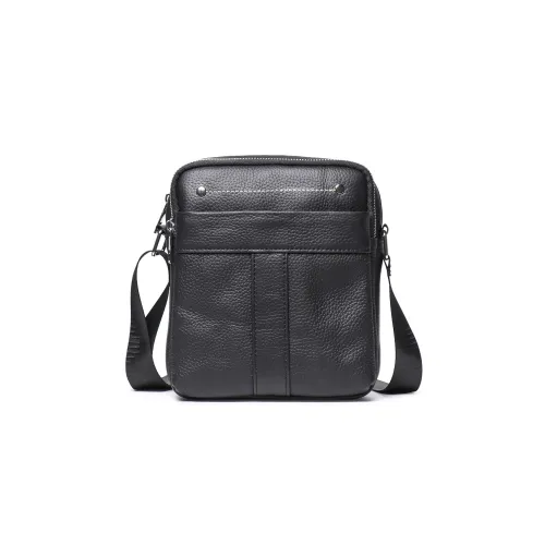 ROSEROOEN Сумка через плечо из коровьей кожи Мужская Черная