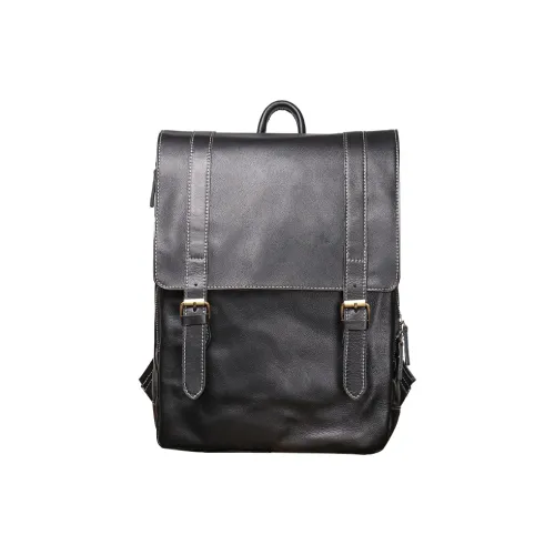 ROSEROOEN Рюкзак из крупнозернистой текстуры коровьей кожи унисекс черный