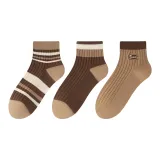 3 шт (Четыре Белые полосы + Sock Центральная часть Коричневый + Вышивка Английский язык)