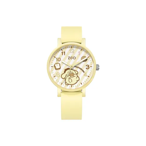 Zgo Sanrio Co Branded Кварцевый механизм Силиконовый ремешок Часы Женские Желтый циферблат