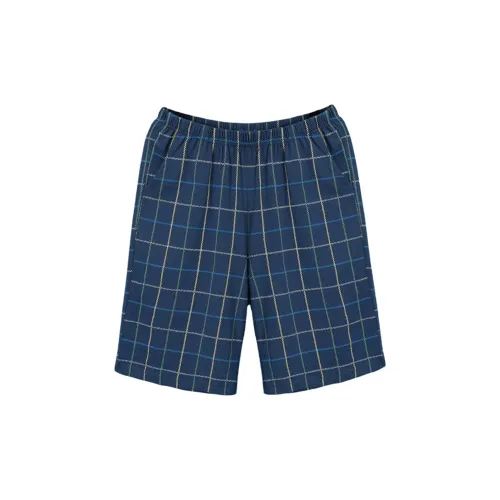 Red Beans At Home Пижамные штаны Мужские Темно-синие Клетка