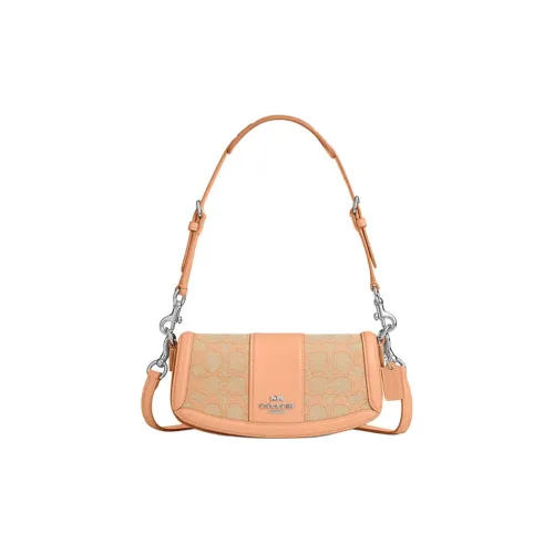 COACH Коровья кожа с текстилем сумка через плечо маленькая унисекс SV выцветший румяный розовый