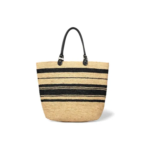 Beau Today Natural Raffia Сумка через плечо Большая Женская Бежевая Черная