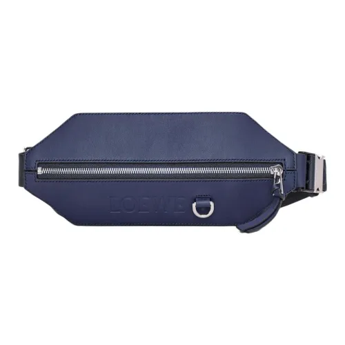 LOEWE Классический Телячья кожа Бананка Мужской Abyss Синий