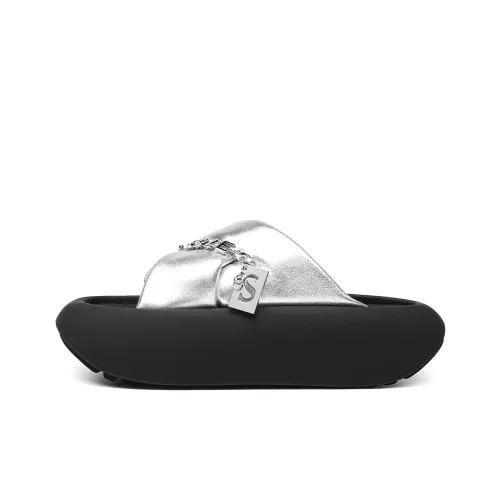 Meizou Пена Подошва Слипоны Женские Серебряные