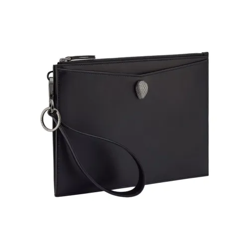 BVLGARI Serpenti Forever Клатч из телячьей кожи Мужской Черный