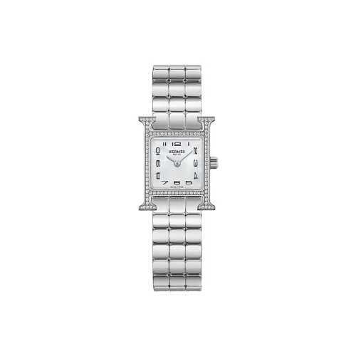 HERMES Heure H Collection Наручные часы Кварцевый механизм Ремешок из нержавеющей стали Мини Размер 17,2 мм Белый циферблат Женские часы
