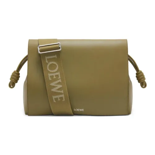 LOEWE Flamenco Телячья кожа Сумка через плечо Унисекс Темно-хаки Зеленый