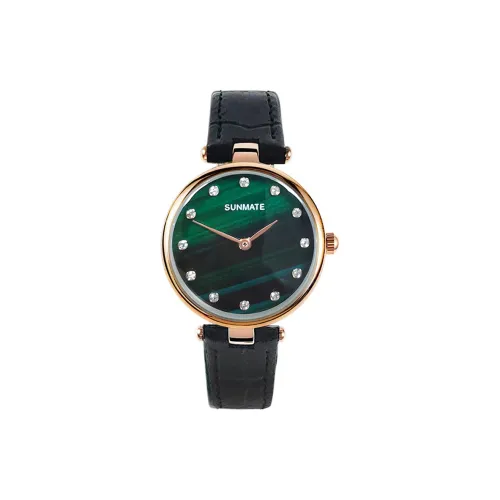 SUNMATE Водонепроницаемые Кварцевые Механические Часы с Естественной Кожей Ремешок Женские Часы с Зеленым Циферблатом