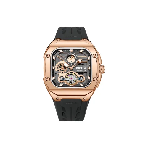 BIELLA Механические часы с силиконовым ремешком циферблат в форме скелета унисекс