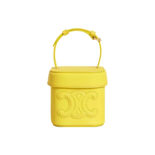 CELINE Triomphe Гладкая коровья кожа Коробка Сумка Сумка Сумка через плечо Сумка через плечо Маленькая Женская Ярко-желтая