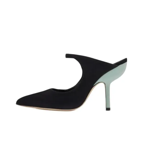 MANOLO BLAHNIK Домашние тапочки 10,5 см Женские Черный