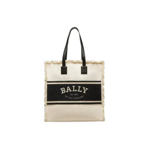 BALLY Crystalia Холст с кожей Сумка из холста Тоут Сумка Сумка для покупок Сумка Сумка через плечо Женская Белая и Черная