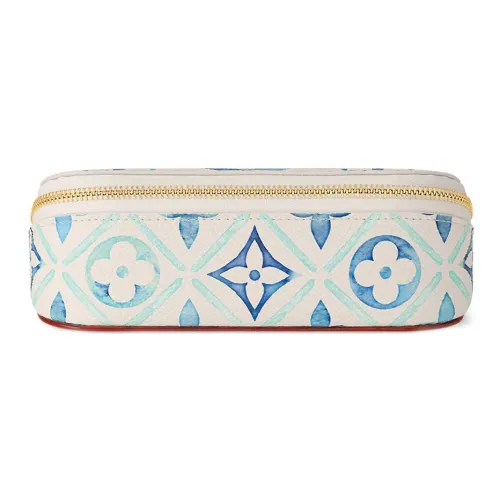 LOUIS VUITTON By the Pool Холст Телячья кожа Чехол для очков Большой Женский Синий и Белый