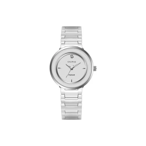OUPAI Кварцевый механизм керамический ремешок часы женские белый циферблат