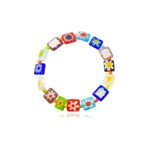 AWE Цветное стекло Маленький цветок Нефритовый браслет Унисекс