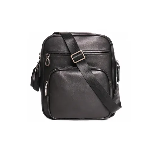 ROSEROOEN Сумка через плечо из натуральной коровьей кожи унисекс черного цвета