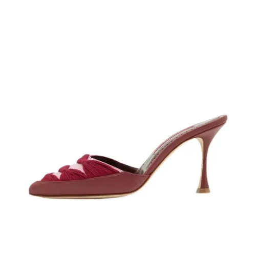 MANOLO BLAHNIK Домашние тапочки 7 см Женские Красные