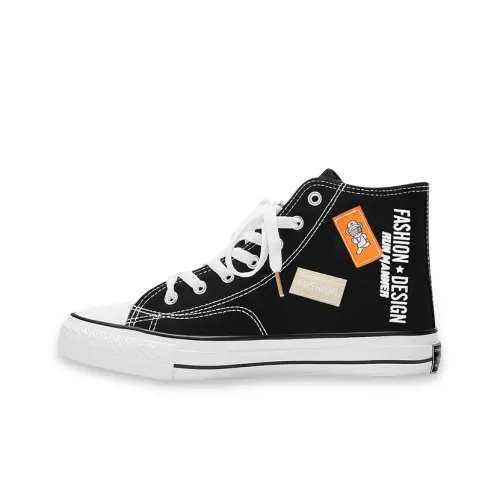 RUN MANNER High-Top Canvas Shoes Мужские Черные