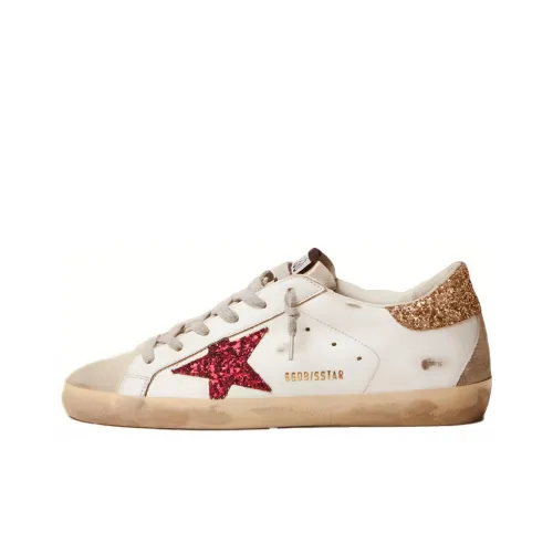 Golden Goose Супер Звезда Low Топ Скейтборд Кроссовки Женские Белые Красно-Золотые