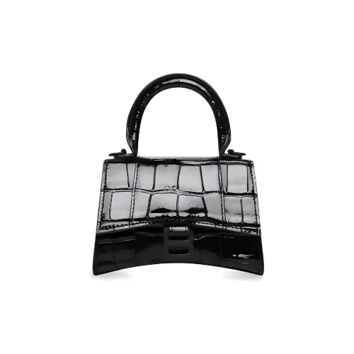 Balenciaga HOURGLASS Корова Кожа Сумка Hourglass Сумка через плечо Мини Сумка Женская Черная