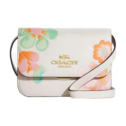 COACH Brynn Пескоструйная кожа Маленькая квадратная сумка Сумка через плечо Мини Женская Белая