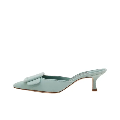 MANOLO BLAHNIK Домашние тапочки 5 см Женские Светло-зеленые