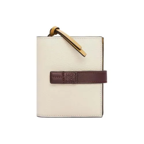 LOEWE Рельеф Телячья кожа Кошелек Женские Цвет морской соли Темно-бордовый Сахара