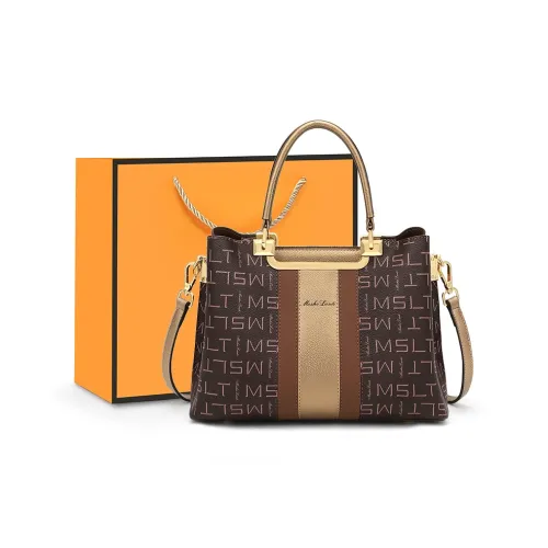 MashaLanti Сумка из ПВХ Синтетической Кожи Сумка через плечо Сумка обычная Женская Кофейного и Темно-коричневого цвета и Золотого