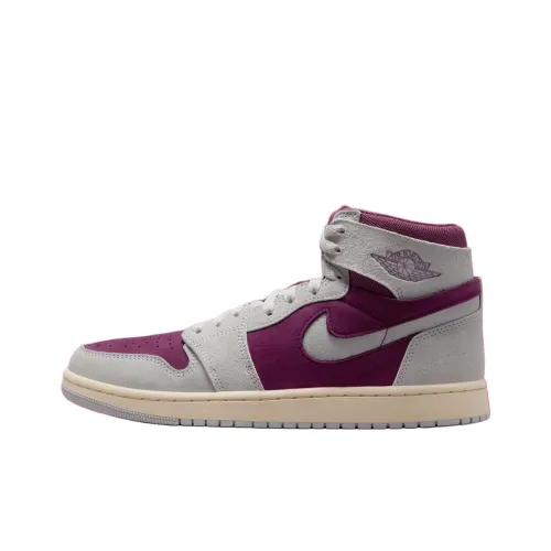 Jordan Air Jordan 1 Противоскользящие Устойчивые к износу Высокие Топы Винтажные Баскетбольные Кроссовки Женские Серый Фиолетовый