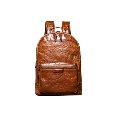 ROSEROOEN Рюкзак из лакового крупнозернистого текстура коровьей кожи стандартный унисекс коричневый