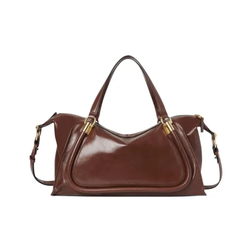 Chloe Естественный Блестящий Телячья кожа Сумка через плечо Сумка на плечо Женская Угольный Дым Коричневый