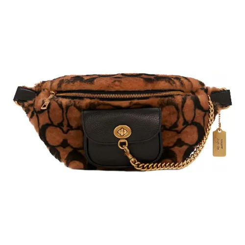 COACH Jennifer Коллаборация Кожа Слинг-сумка Сумка на пояс Большая Женская с Леопардовым принтом Коричневый