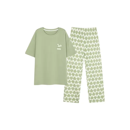 The Story Of The Flower Season Пижамный комплект Женский Желтый Зеленый