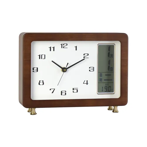 HENSE Кварцевый механизм настольные часы из массива дерева унисекс белый циферблат модель HD76